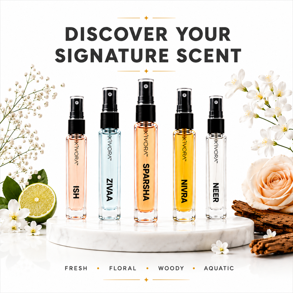 XIVORA DISCOVERY SET with smaller scent names below.