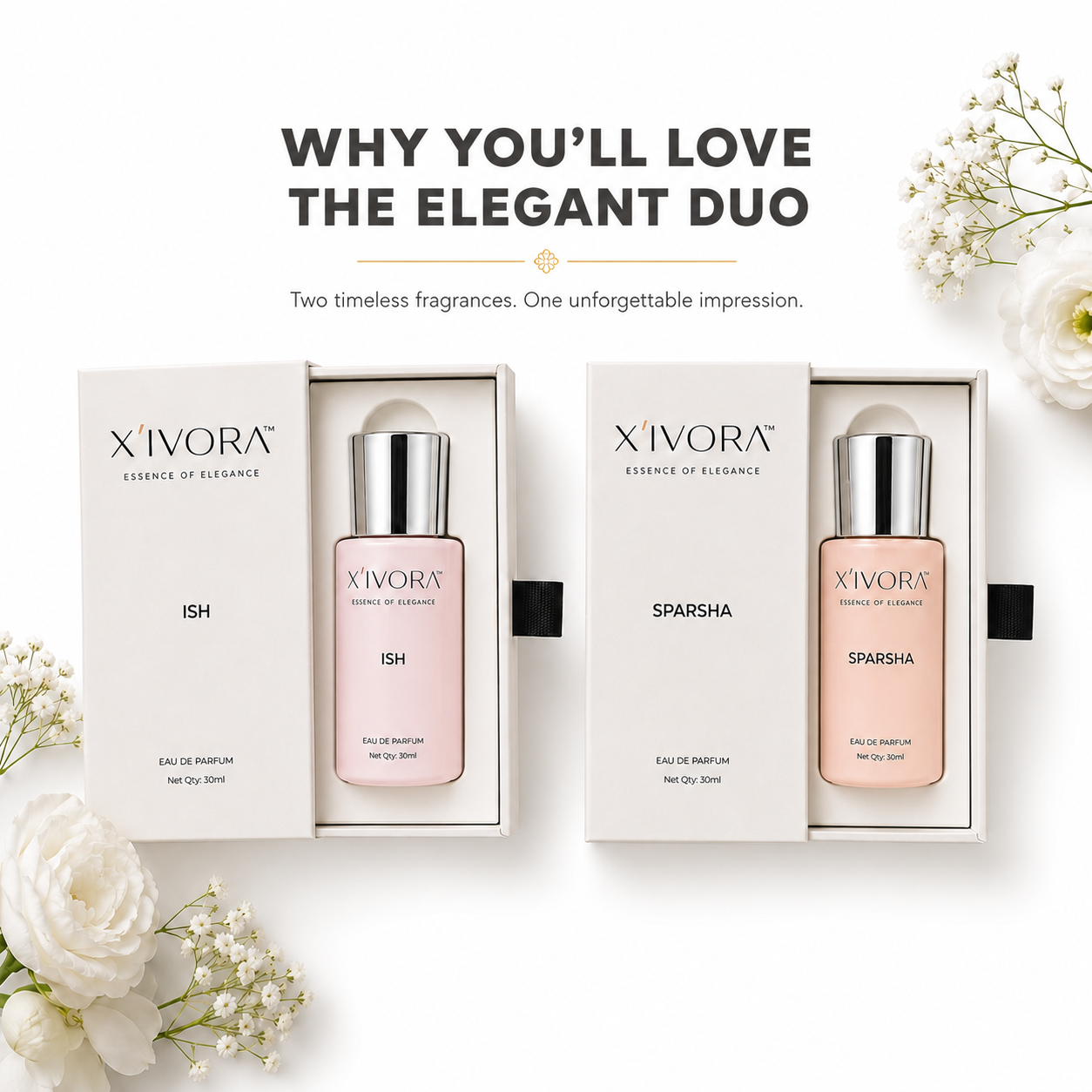 XIVORA Elegant Duo bottles displayed side-by-side. 