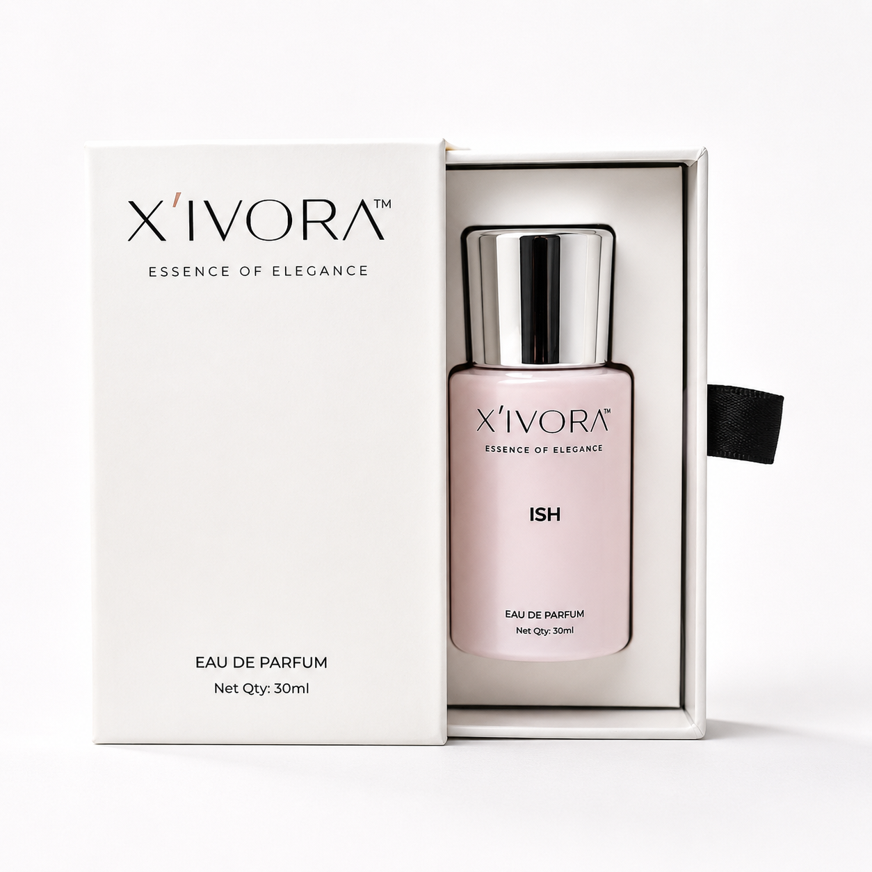 XIVORA ISH luxury perfume bottle inside premium packaging