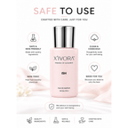 XIVORA Ish with marketing text and care icons around it.