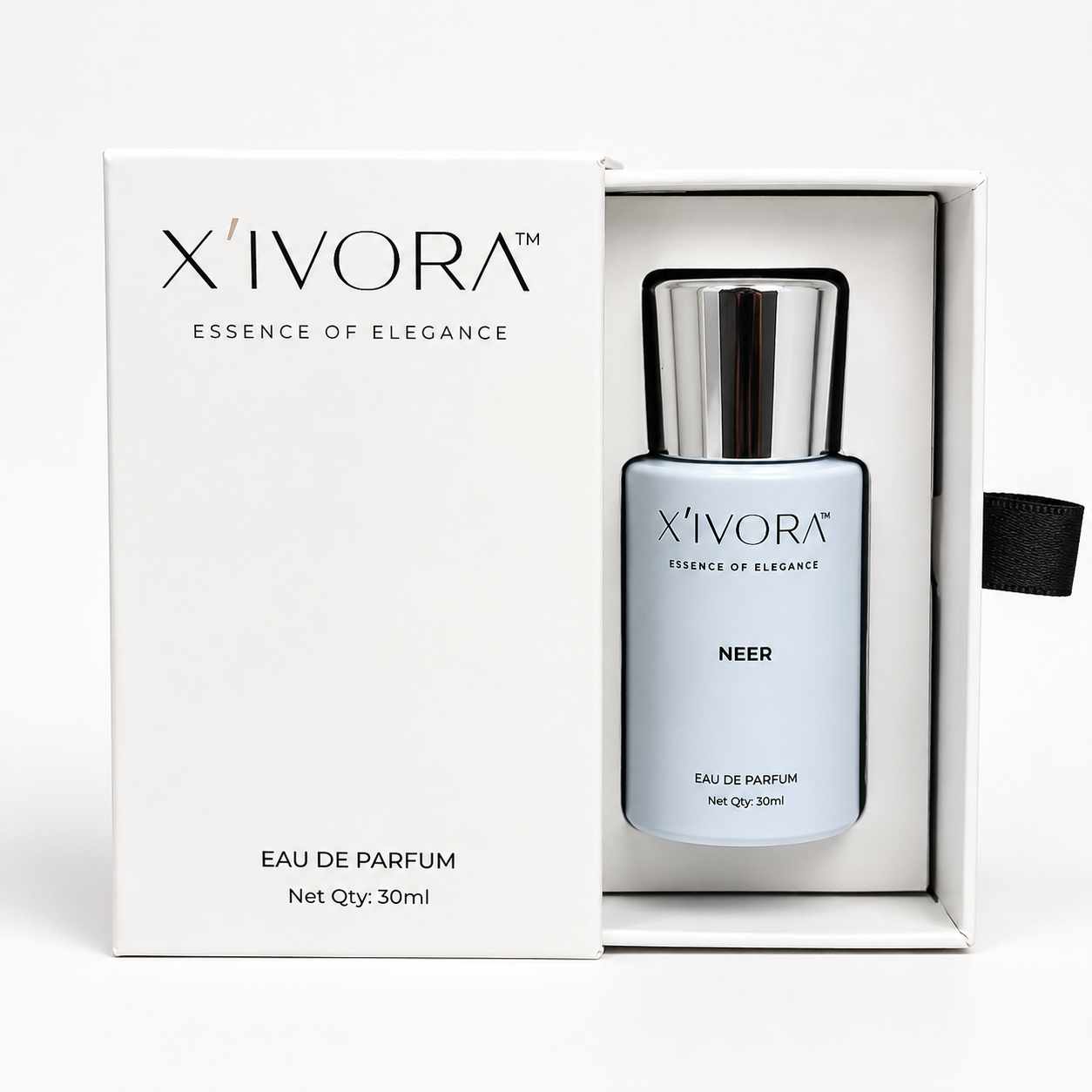 XIVORA NEER luxury perfume bottle inside premium packaging