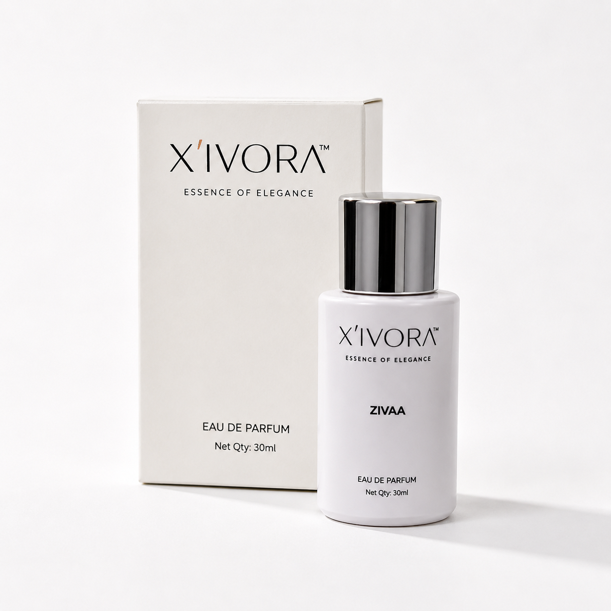 XIVORA ZIVAA perfume bottle inside premium packaging