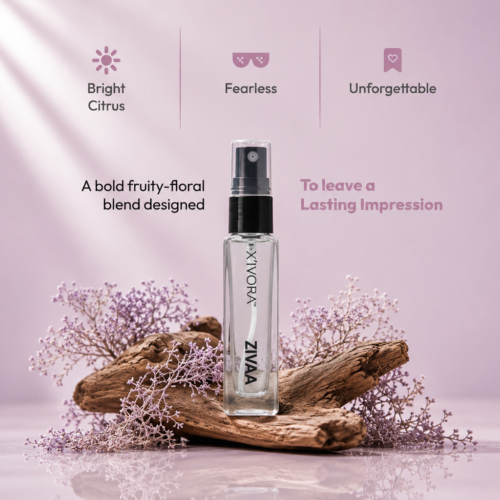 XIVORA ZIVAA a clear 8ml spray bottle.